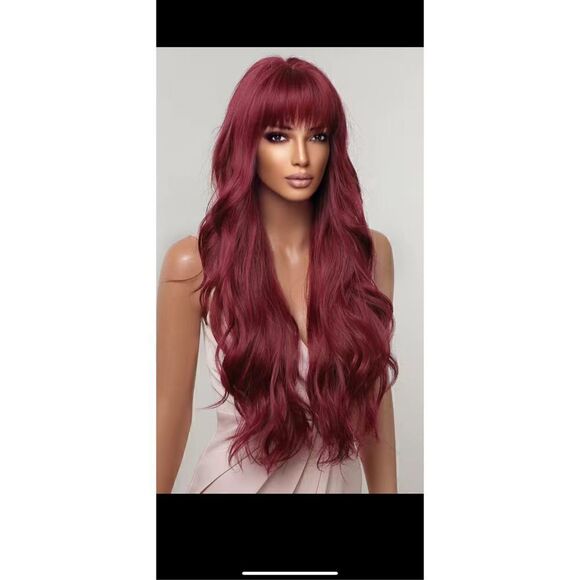 26 inch burgundy/wine colored synthetic wig heat resistant ￼ - Picture 4 of 11